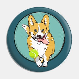 Corgi Fetching a ball Pin