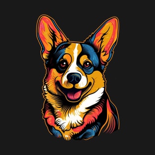 Colorful Pembroke Welsh Corgi Pop Art Dog Face T-Shirt