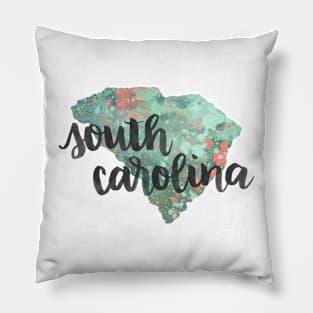 south carolina - calligraphy and abstract state outline Pillow