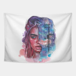 Eunoia - Double exposure portrait Tapestry