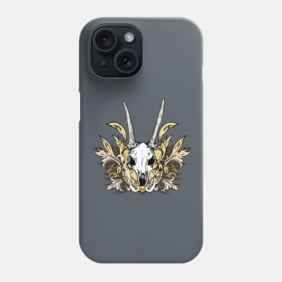 Goat Skull and Engraved Floral Detail Phone Case