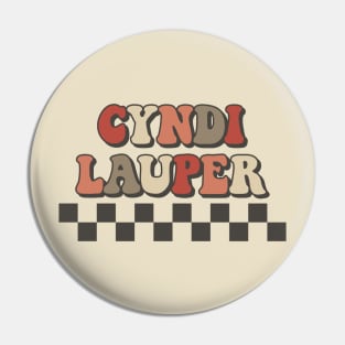 Cyndi Lauper Checkered Retro Groovy Style Pin