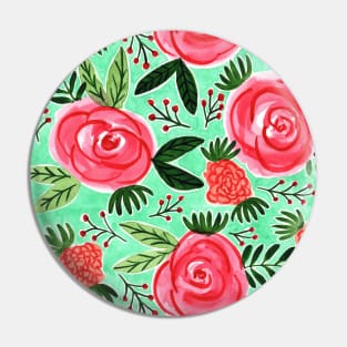 Loose pink roses floral garden Pin