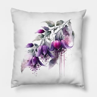 Fuschia Flower Purple Watercolour Pillow