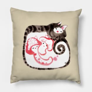 Cat love mushroom Pillow