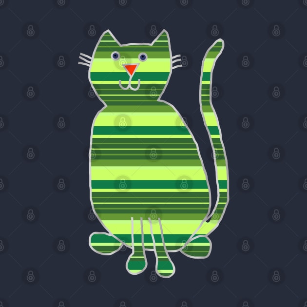 Cat Stripes Green by ellenhenryart