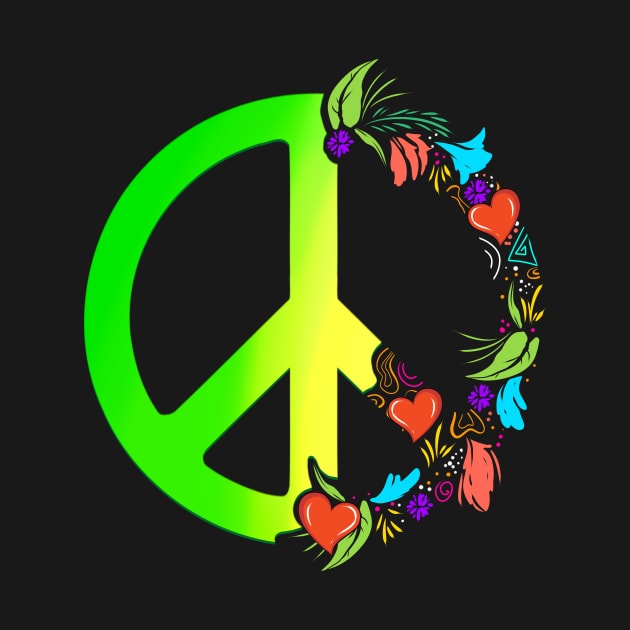 Love Hippie Mandala Hearts Peace sign by SinBle