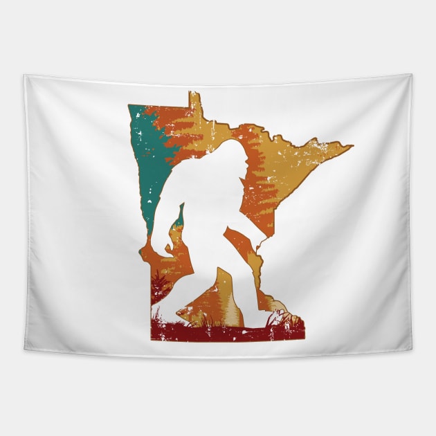 Bigfoot Retro Vintage Sasquatch Minnesota Tapestry by ryanjaycruz