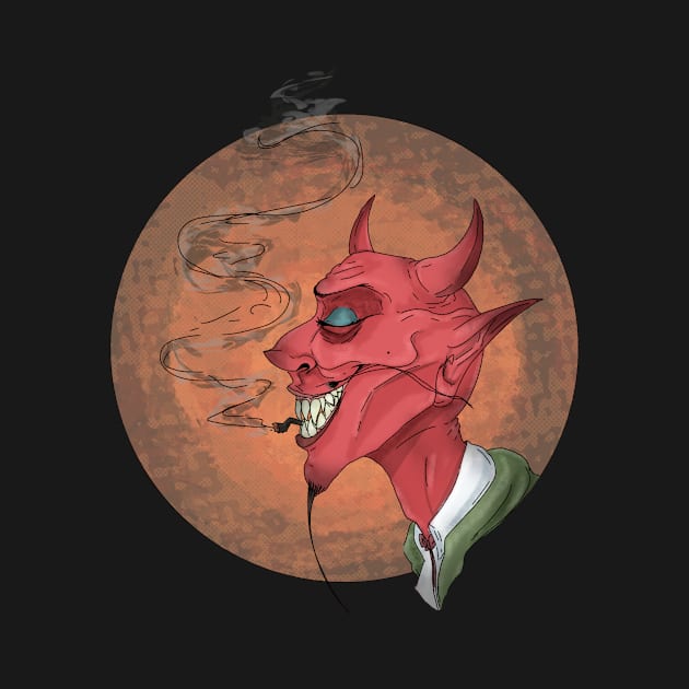 Devil face smoking cigarette by Mimigshep