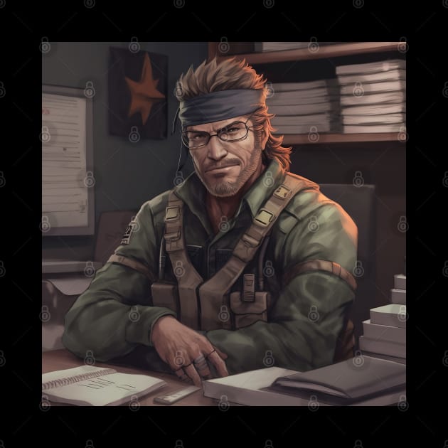 Solid Snake At A Desk by CloneTalk