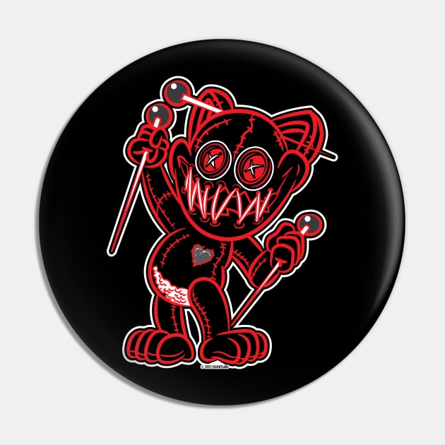 VooDoo Kitty Cat in black and red Pin by eShirtLabs