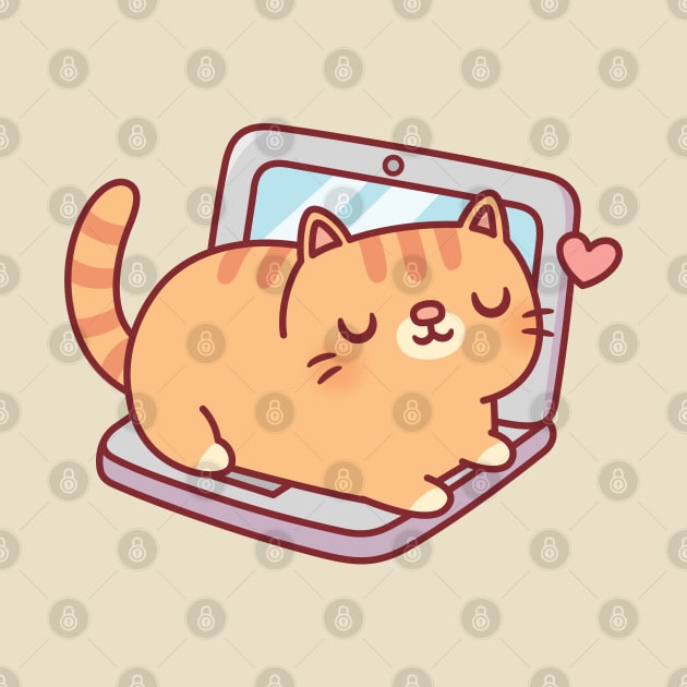 Cute Chubby Tabby Cat Resting On Laptop by rustydoodle