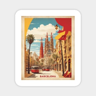 Cathedral of the Holy Cross and Saint Eulalia Barcelona Spain Travel Tourism Retro Vintage Art Magnet