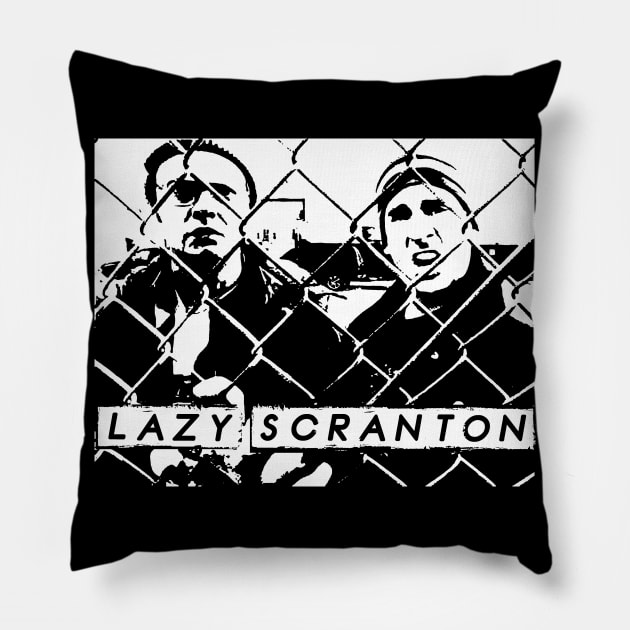 Lazy Scranton Electric City Michael and Dwight Office Fan Pillow by graphicbombdesigns