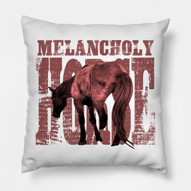 The Melancholy horse Pillow by ArtbyJester