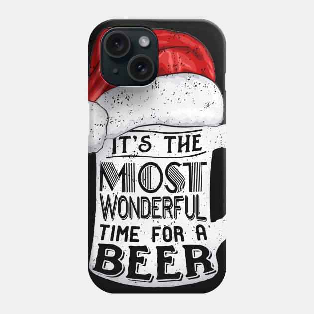 The Most Wonderful Time For A Beer Santa Hat Christmas Phone Case by Danielsmfbb