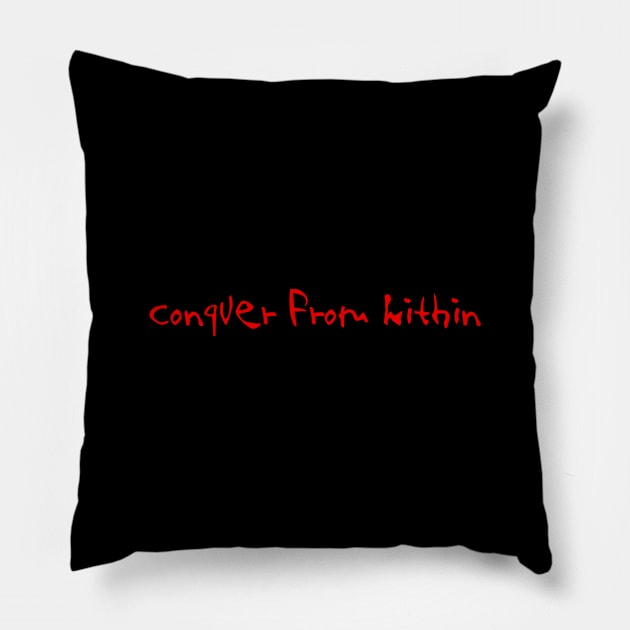 CONQUER RED Pillow by Ndeprok