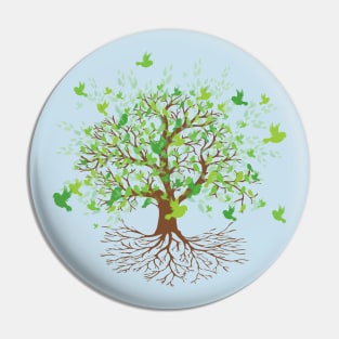 Tree of life green birds version Pin