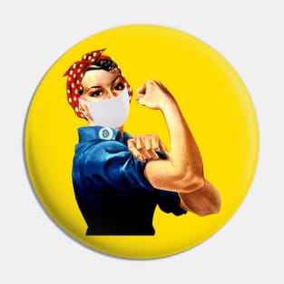 Rosie the Riveter with a Face Mask Pin