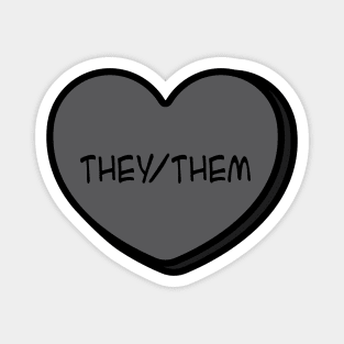 Pronoun They/Them Conversation Heart in Black Magnet