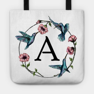 Monogram Frame Hummingbirds Letter A Tote