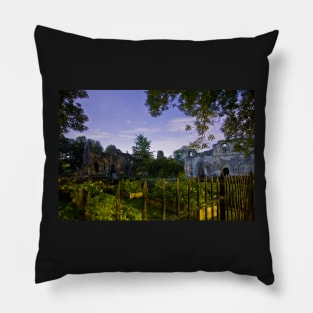 Kirkstall Abbey 4261-B Cistercian monastery Leeds West Yorkshire Night After Dark Photography Pillow