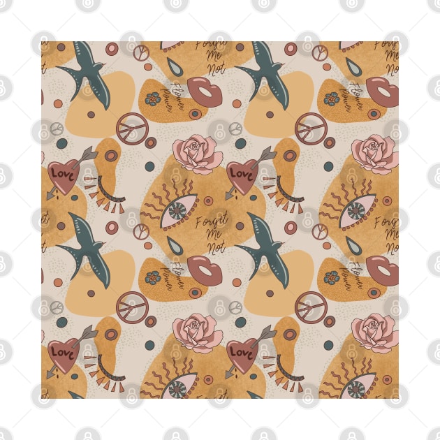 Natural shapes warm yellow romantic pattern by Sitenkova