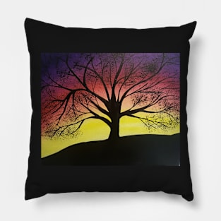 Sunset tree silhouette Pillow