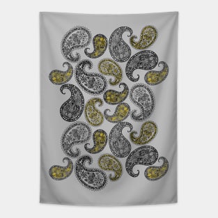 Paisleys pattern - Grey and Yellow Tapestry