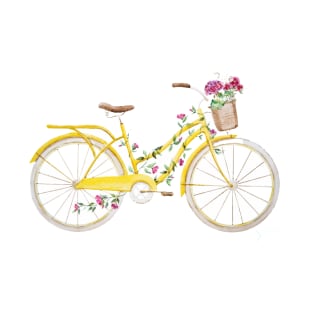 pretty yellow antique bicycles & beautiful flowers T-Shirt