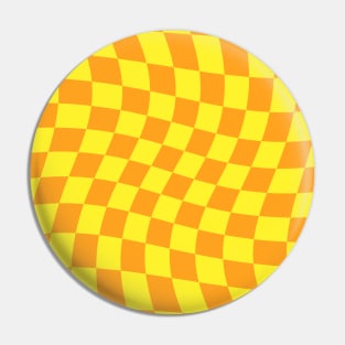 Twisted Checkered Square Pattern - Yellow & Orange Pin