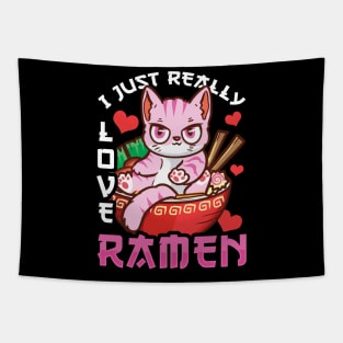 I Just Really Love Ramen Cat Kawaii Anime Tapestry