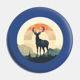 Deer Silhouette Emerald Forest Camping Sport Circle Pin