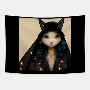 Cloaked in Magic, a Cat's Witchcraft Tapestry