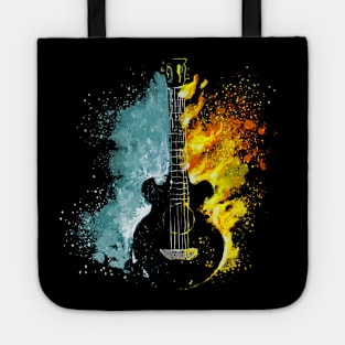 Guitar With Fire And Water Tote