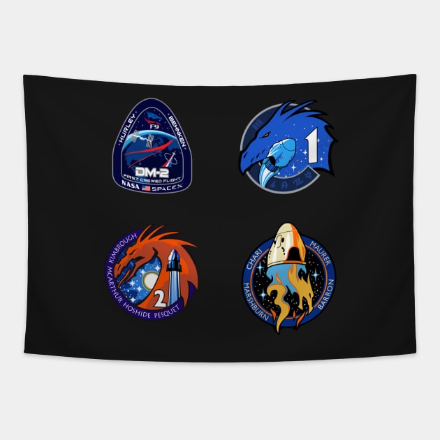 Nasa SpaceX Crew Mission Patches/Logo Tapestry by OnShare