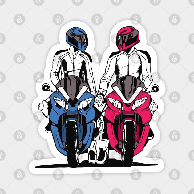 valentines day motorcycle Magnet by Planet of Tees