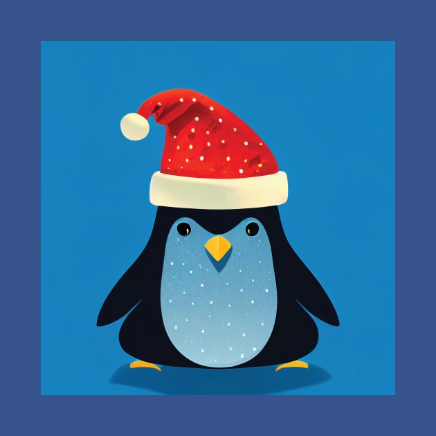 Spotty Dotty Penguin in Santa Hat by Geminiartstudio