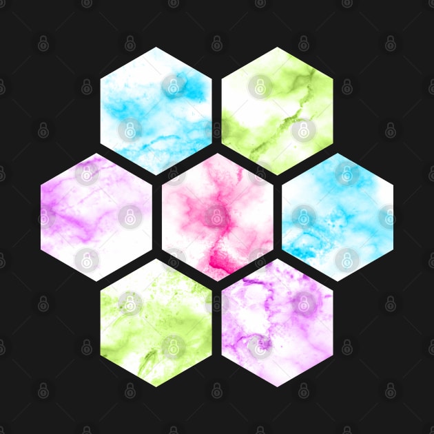 Marble Hexagon | Blue Pink Green | Purple Background by Wintre2