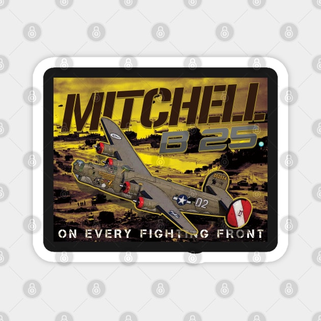 B25 Mitchel WW2 Bomber Gifts Magnet by woormle