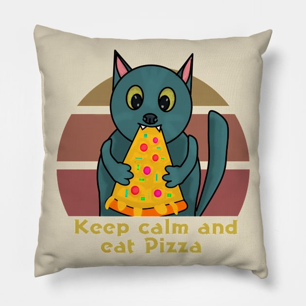 Keep calm and eat Pizza Pillow by Antiope