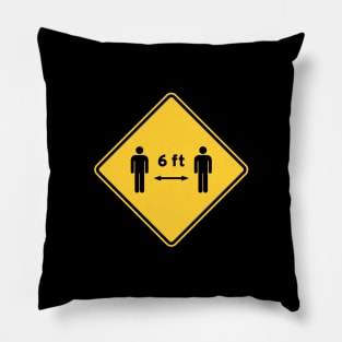 Coronavirus 6 ft yellow road warning sign Pillow