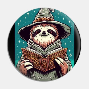 Retro Sloth Wizard Pin