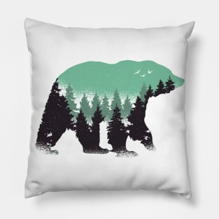 Bear and Forest Design Pillow