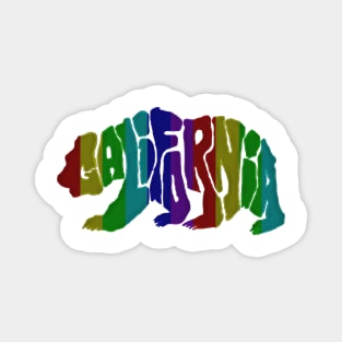 Rainbow colored California Grizzly Bear Magnet