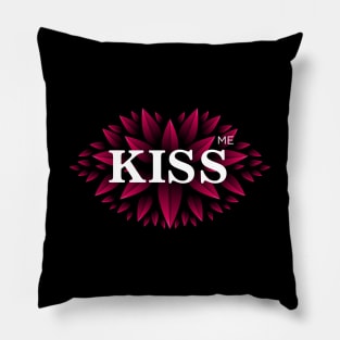 Kiss Me. Beautiful lips made of red leaves. Pillow