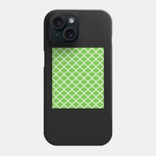 Bold Lime Green White Quatrefoil Pattern Phone Case