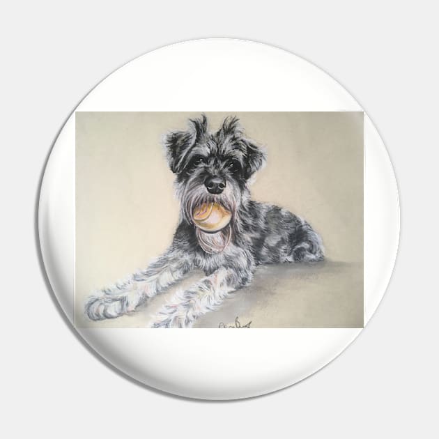 Miniature Schnauzer with ball Pin by Merlinsmates