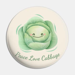 Peace Love Cabbage Watercolor Cute Pin