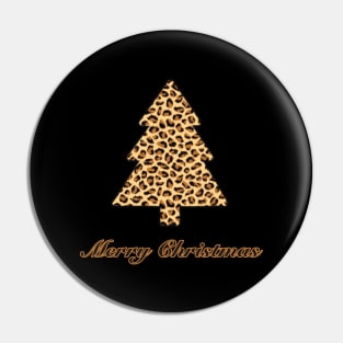 Merry Christmas Tree Leopard Print (Large Design) Pin